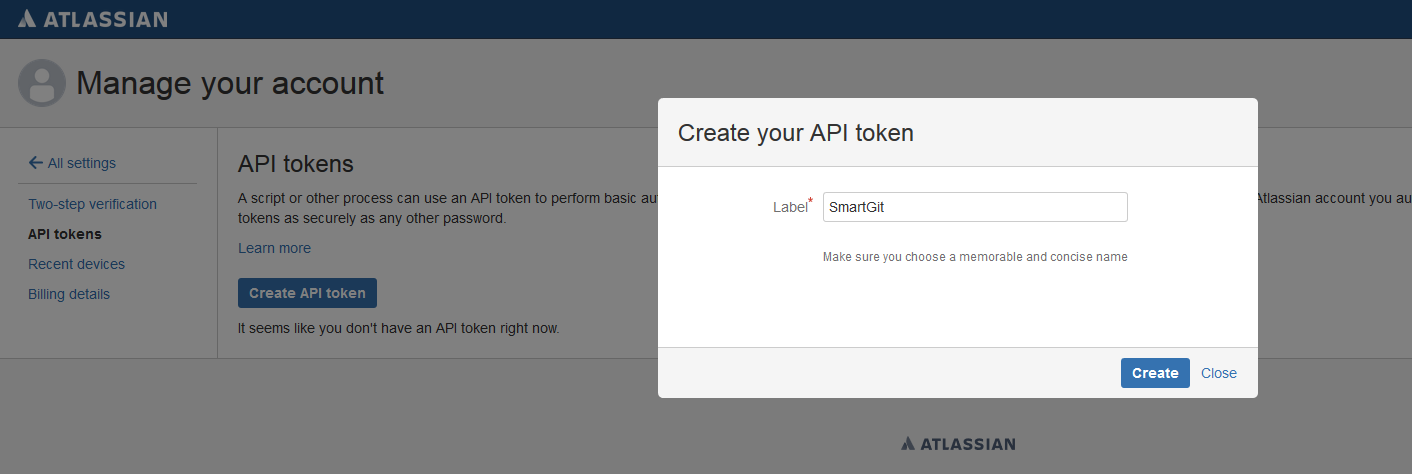 Create new Jira API Token