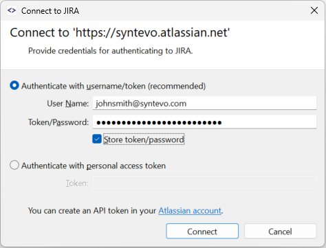 Authenticating to Jira from SmartGit with email and API token