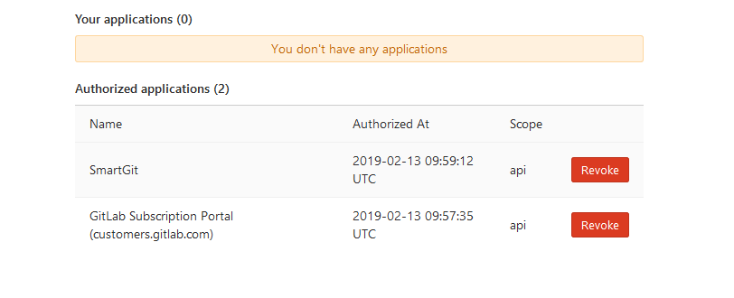 GitLab Applications settings