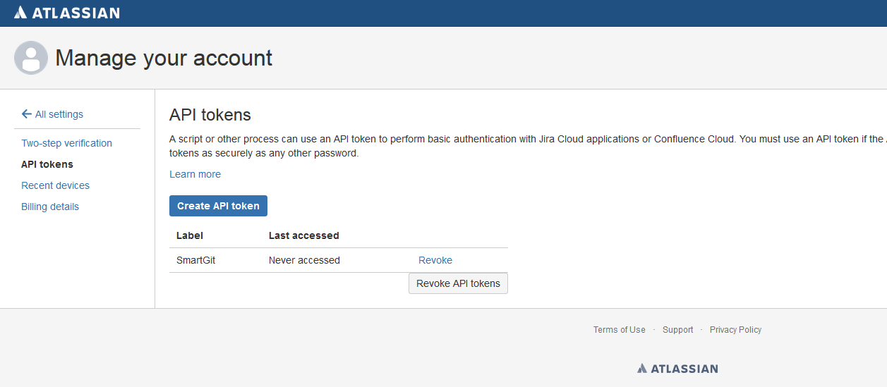 View Jira API Tokens